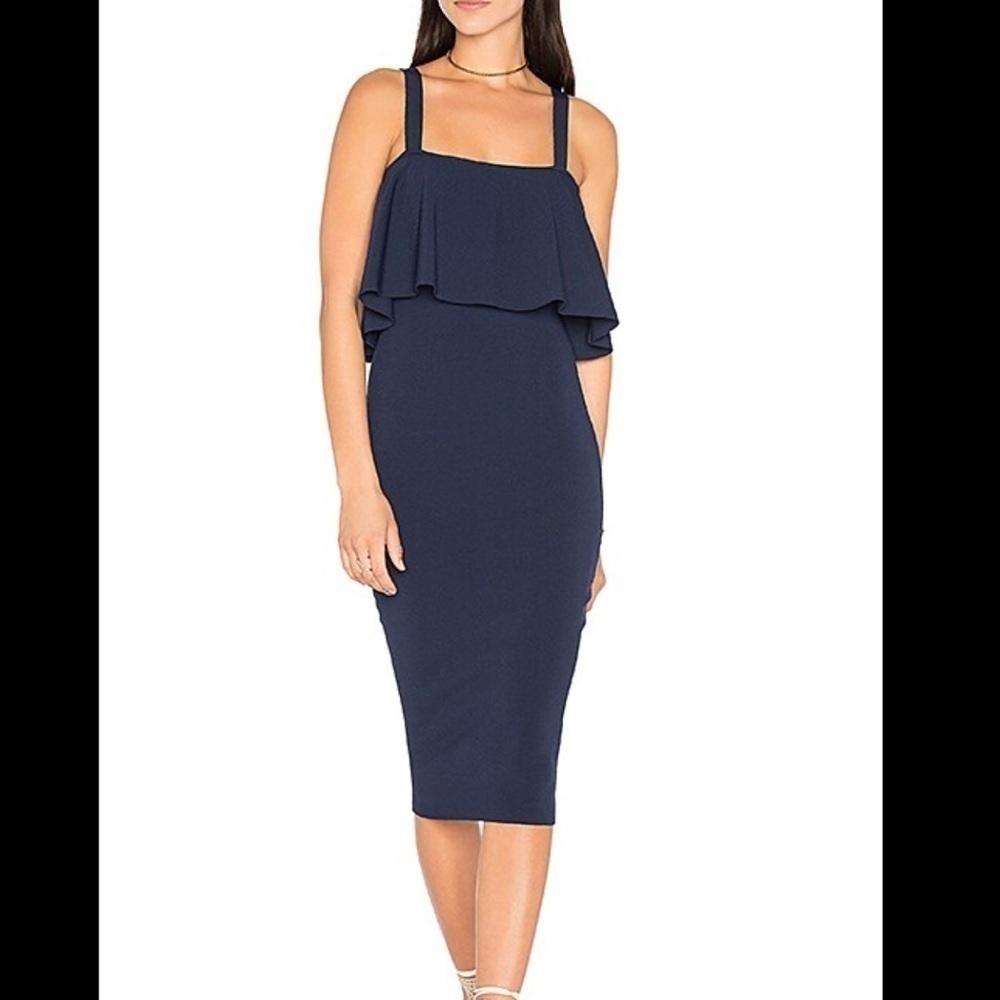 Milly Sleeveless Flounce Knit Sheath Dress Navy NWOT